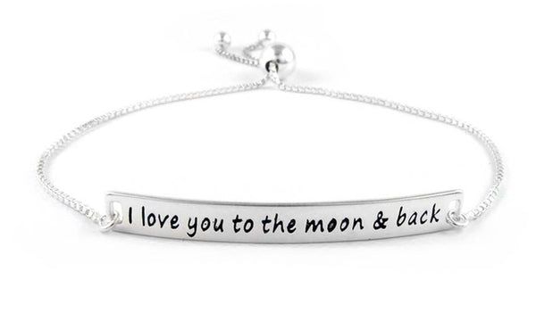 Pulsera "Te amo hasta la luna y de regreso" en plata de ley maciza