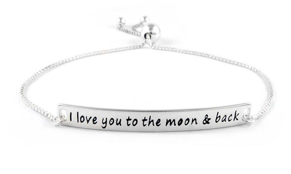 "I Love You to the Moon & Back" Bracelet in Solid Sterling Silver