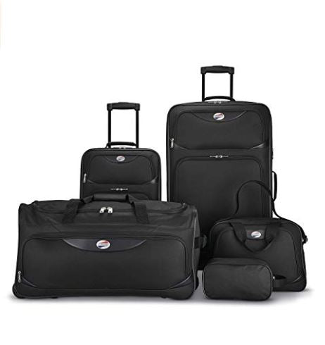American Tourister Softside de 5 piezas, color negro