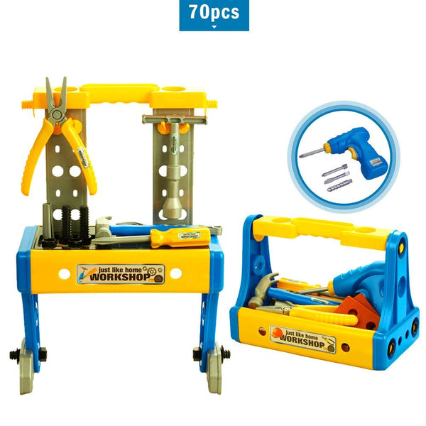 70 piece kids toy tool set with workbench