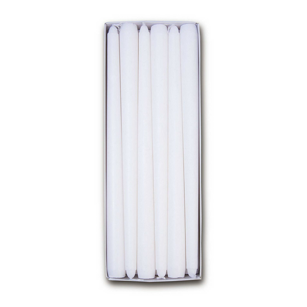 Harmonic Blossom 10” Dripless Taper Candles 12 Pack - White or Ivory