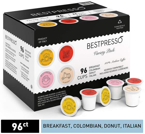 Tazas K de porción individual de café Bestpresso de 96 unidades (7 sabores)