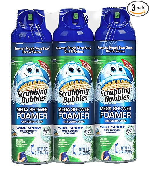 Pack of 3 Scrubbing Bubbles Mega Shower Foamer with Ultra Cling Bulk Bathroom Cleaner