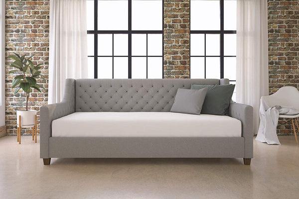DHP Jordyn Daybed With Sofa Bed Twin Grey Linen