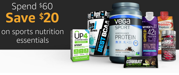 Gaste $60 y ahorre $20 en productos básicos de nutrición deportiva