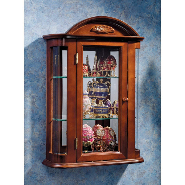 Design Toscano Rosedale Glass Wall Mounted Storage Curio Cabinet