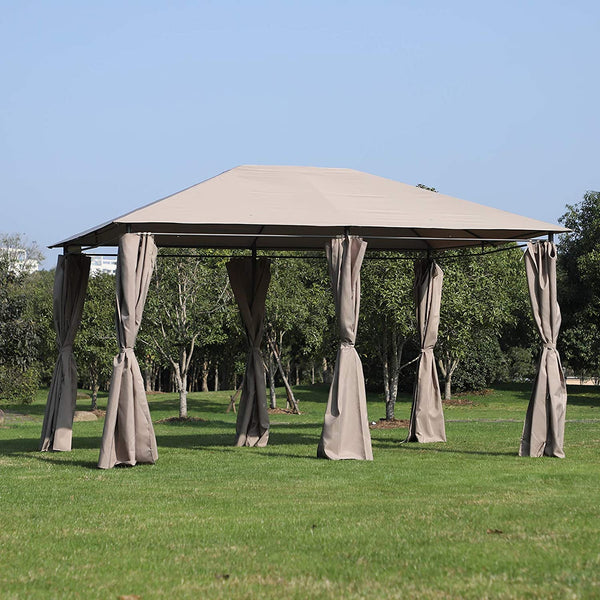 Outsunny 10' x 13' Outdoor Patio Gazebo Pavilion Canopy Tent with Curtains