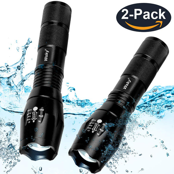 2 linternas LED impermeables con zoom de 5 modos