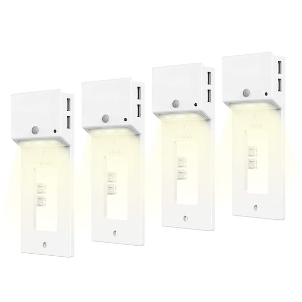 4 plate outlet covers with motion sensor night lights and USB ports