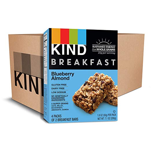 KIND Breakfast Bars, Blueberry Almond, Gluten Free, Non GMO, 1.8oz, 16 Count
