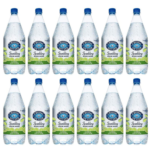 12 Bottles Of Crystal Geyser Sparkling Spring Water, Lime Flavor
