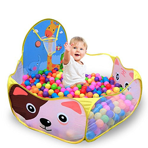 Kids playpen with basketball hoop