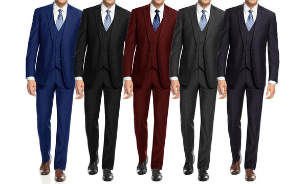 Braveman Men's 3 Piece Slim Fit Suits
