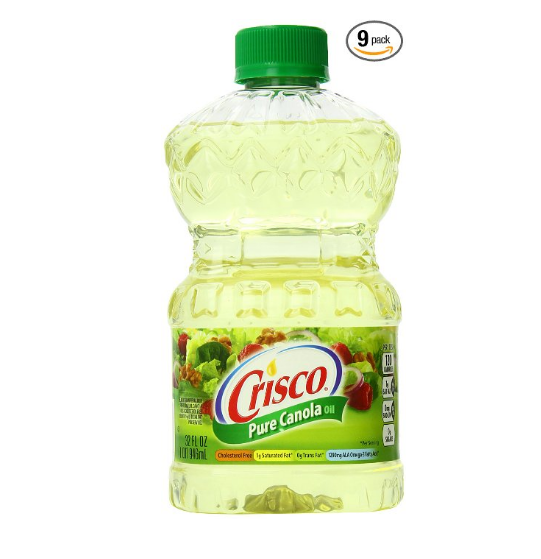 9 bottles of Crisco Pure Canola oil, 32 ounce