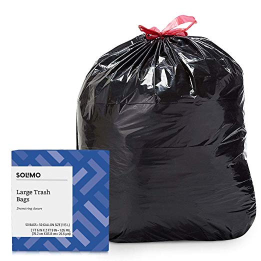 50-Count 30-Gallon Solimo Multipurpose Drawstring Trash Bags