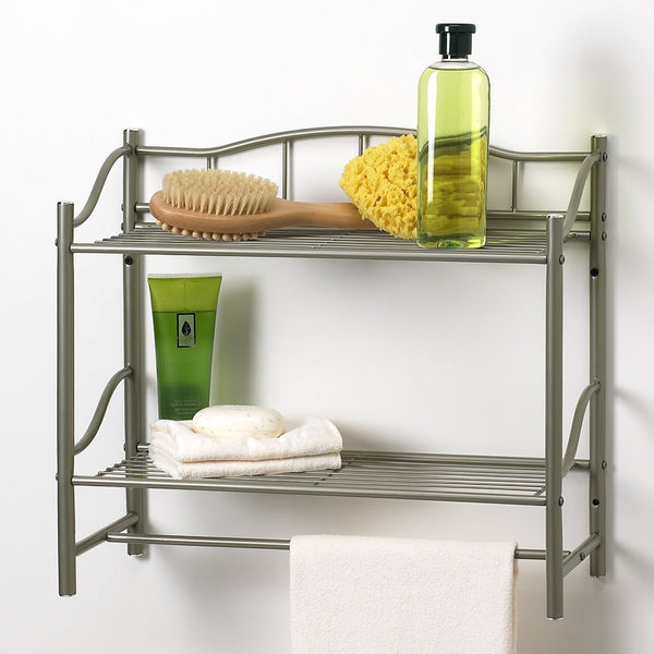 2 Shelf Wall Organizer with Towel Bar