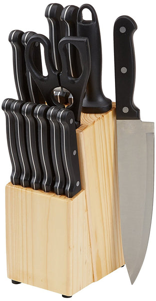 AmazonBasics Juego de cuchillos con bloque de 14 piezas