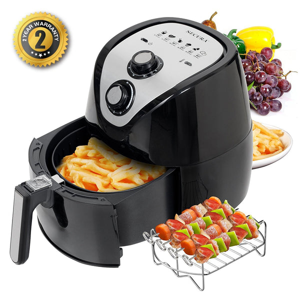 3.2-Liter Electric Hot Air Fryer w/ Accessories and Recipes