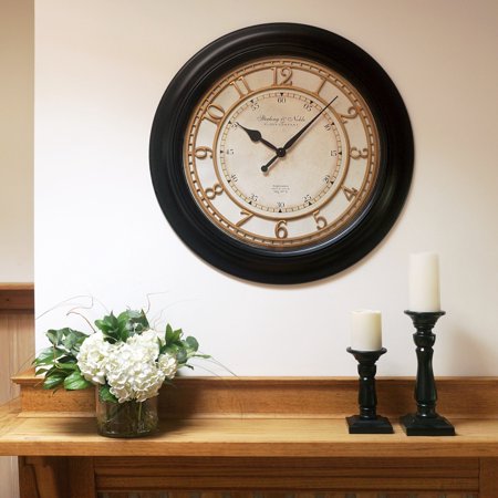 Better Homes and Gardens Modern 28" Black Traditional Wall Clock