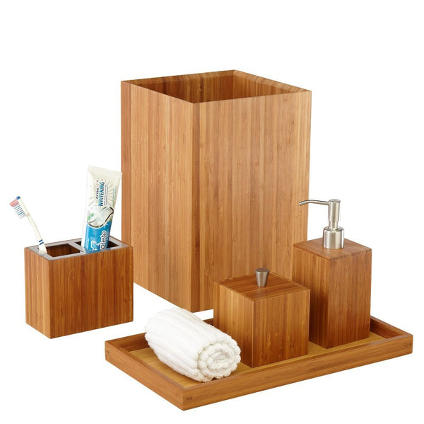 5-piece bamboo bath and vanity set