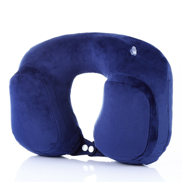 Inflatable travel neck pillow with case