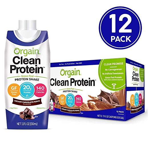 12-Ct 11-Oz Orgain Grass Fed Clean Protein Shake (Creamy Chocolate Fudge)