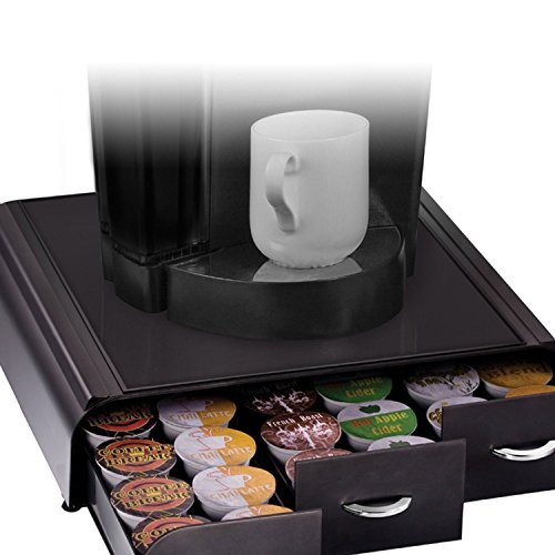 Triple Drawer single serve coffee pod holder with FREE milk frother