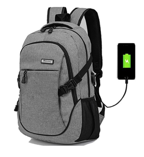 Backpack with USB port for charging devices