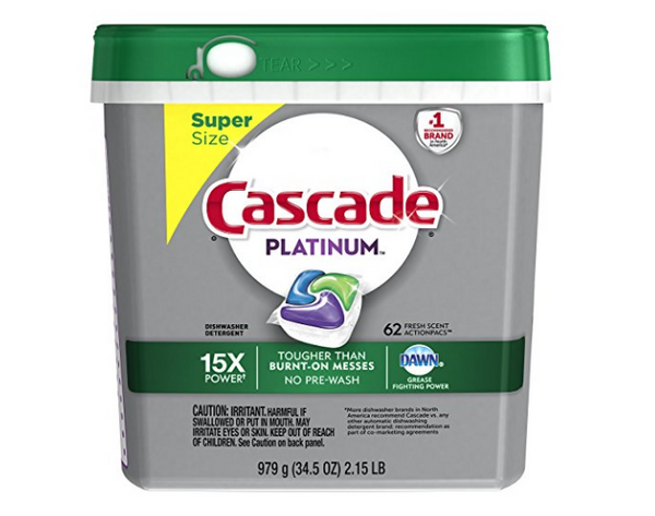 62 Count Cascade Platinum Dishwasher Detergent