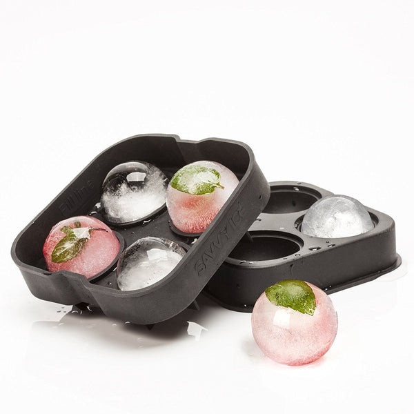 2 silicone sphere ice cube trays with funnel