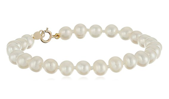 Pulsera de perlas cultivadas de agua dulce para bebés en oro amarillo de 14 k
