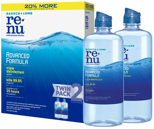 2 Bottles Of Bausch + Lomb ReNu Advanced Contact Lens Solution