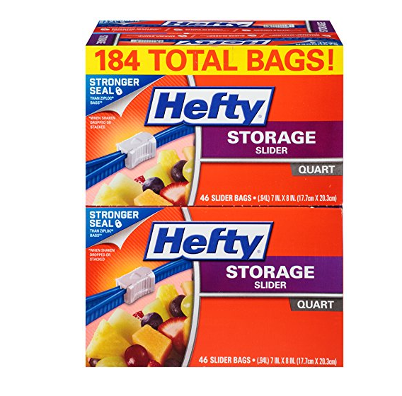 Pack of 184 Hefty Slider Storage Bags