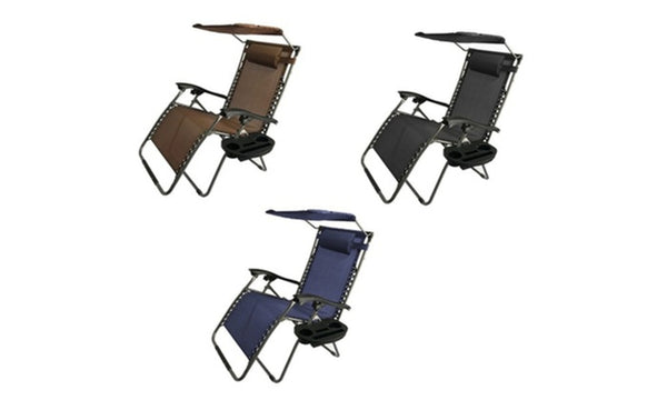 Silla extragrande XL Zero Gravity con parasol ajustable y bandeja para bebidas