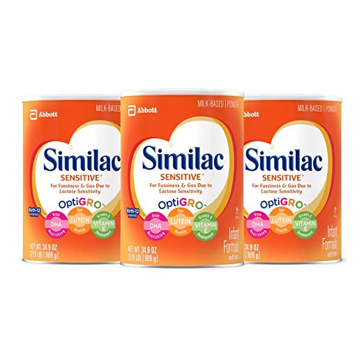 Paquete de 3 fórmulas infantiles en polvo Similac de 34.9 oz con hierro (sensibles)