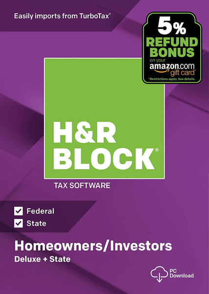 H&R Block Tax Software Deluxe + State 2018 with 5% Refund Bonus Offer