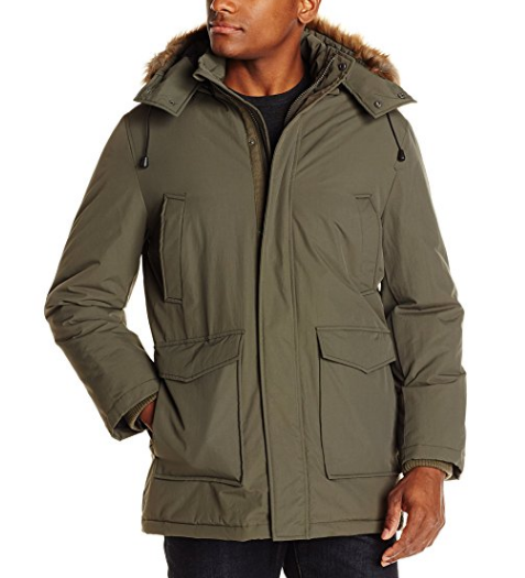 Haggar Men's Hooded Parka with Faux Fur Trimmed Hood