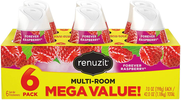 6 Renuzit Adjustable Air Freshener Gel, Forever Raspberry