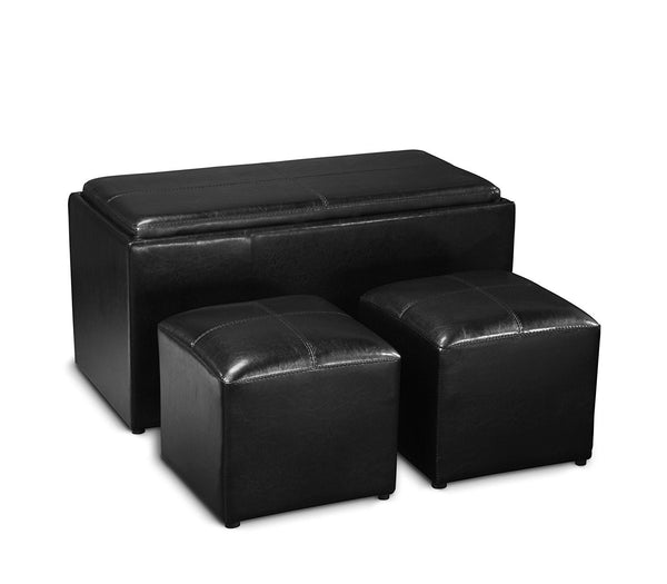 Storage Bench with 2 Side Ottomans