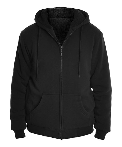 Mens fleece lined zip up hoodie