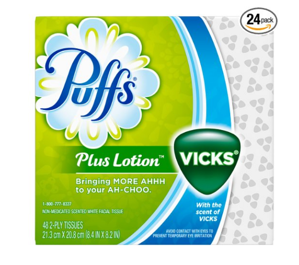 24 cube boxes of Puffs Plus Lotion tissues