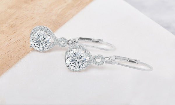 Pendientes colgantes de cristal infinito chapados en oro blanco, rosa o amarillo