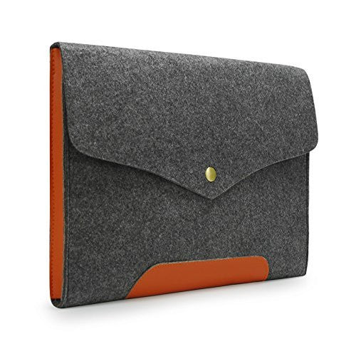 Gray Felt & Leather Laptop Case