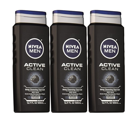 Pack de 3 jabones corporales NIVEA Men Active Clean, carbón natural