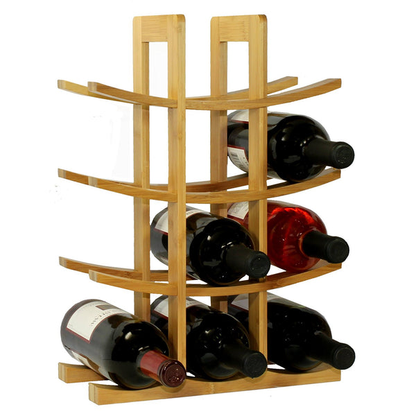 12-bottle bamboo wine rack