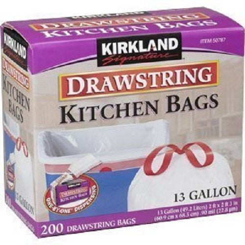 Pack of 200, 13 gallon Kirkland Signature trash bags