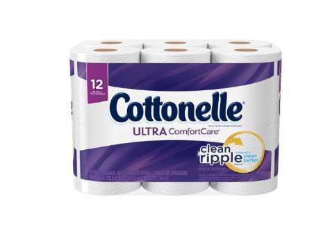 12 rollos de papel higiénico Cottonelle.