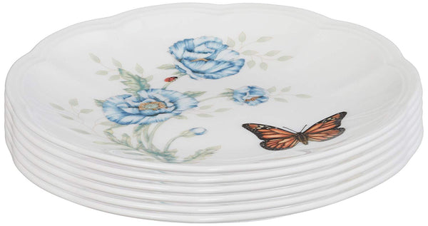 Juego de 6 platos de fiesta de porcelana Lenox Butterfly Meadow de 6"