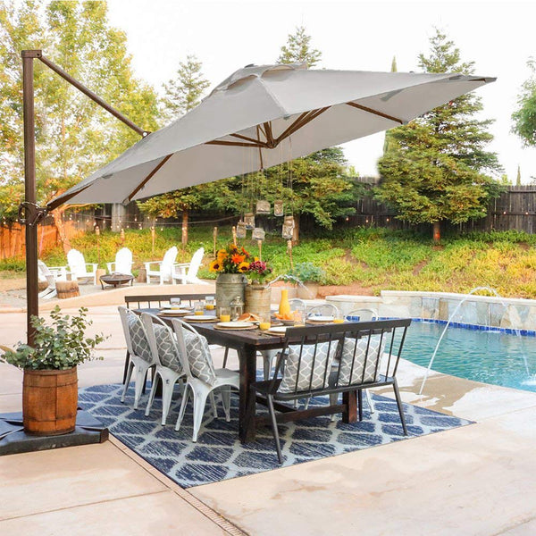 Abba Patio Offset Cantilever 11-Feet Outdoor Patio Hanging Umbrella, Beige