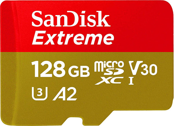 Tarjeta de memoria microSD SanDisk Extreme U3 de 128 GB con adaptador